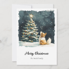 Cartão De Festividades Árvore Natal Elegante Aquarela Não Foto