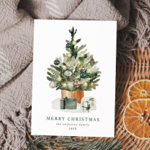 Árvore Natal Elegante Aquarela Não Foto