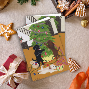 Cartão De Festividades Árvore Natal Labradores