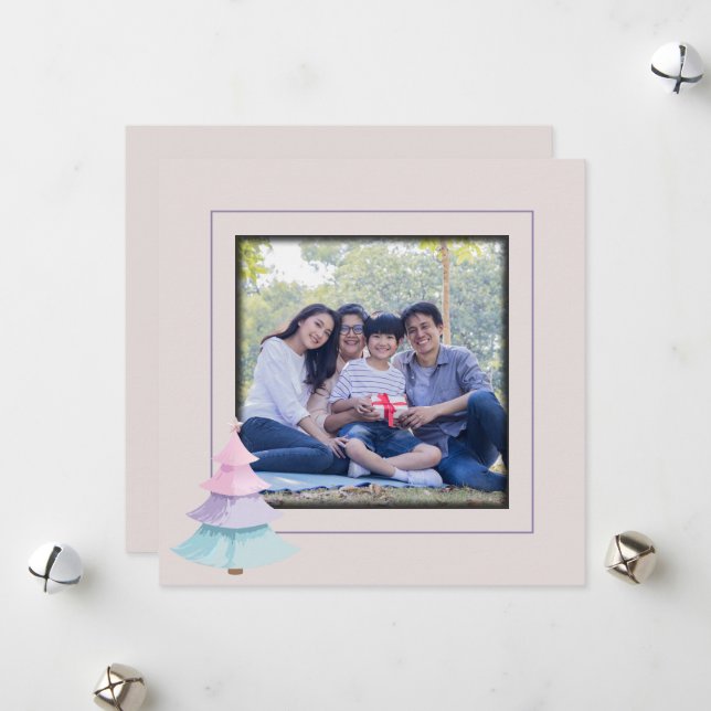 Cartão De Festividades Árvore Natal Pastel (Frente/Verso In Situ)