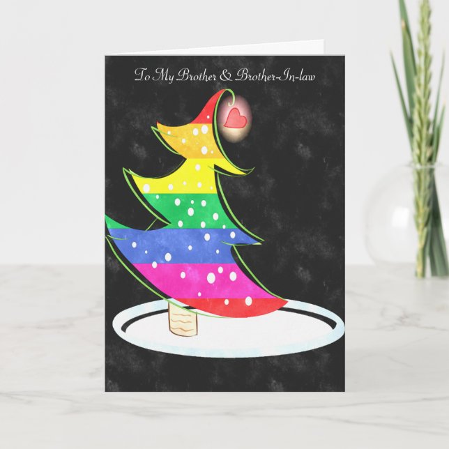 Cartão De Festividades Árvore Natal Rainbow (Frente)