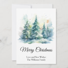 Cartão De Festividades Árvore Natal Simples de Aquarela Feliz Natal