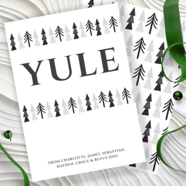 Cartão De Festividades Árvore Natal Yule Personalizada (Yule Christmas Tree Personalized Holiday Card by Ricaso. Scandinavian minimalist Nordic Style cards)