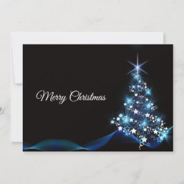 Cartão De Festividades Árvore Negra Negra-Elegante Azul e Brilhante