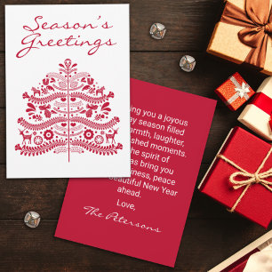 Cartão De Festividades Árvore Nórdica de Natal da Red Scandinavian