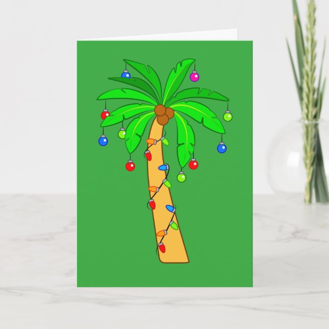 Cartão De Festividades Árvore Palm decorada para o Natal (Frente)
