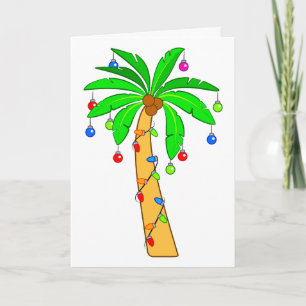 Cartão De Festividades Árvore Palm decorada para o Natal