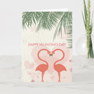 Cartão De Festividades Árvore Palm Flamingo, Cor-de-rosa-feliz dia de os