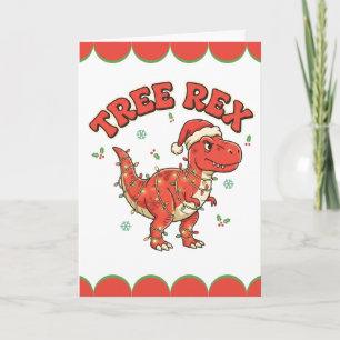 Cartão De Festividades Árvore Rex Dinossauro Divertido Natal Crianças