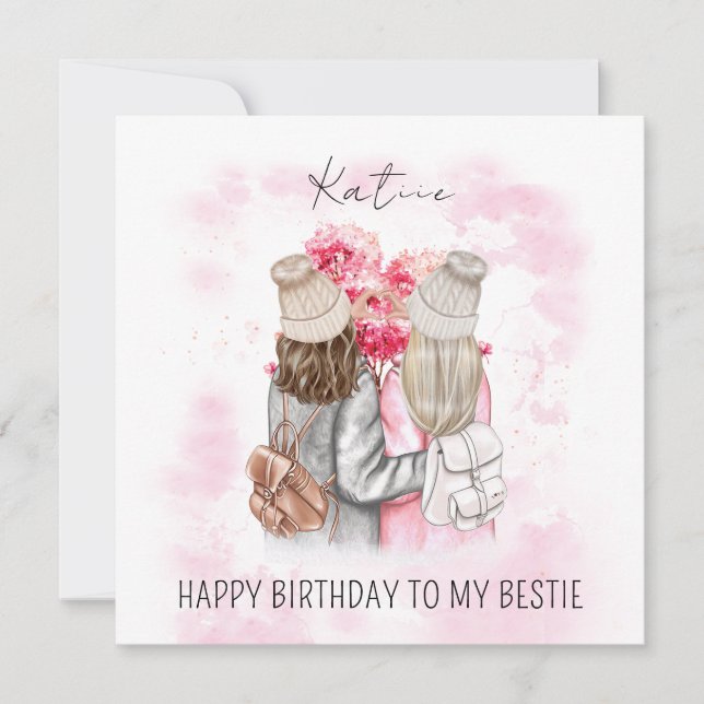 Cartão De Festividades Árvore Rosa de Amor Personalizada para Bestie (Frente)