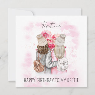 Cartão De Festividades Árvore Rosa de Amor Personalizada para Bestie