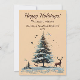 Cartão De Festividades Árvore Única, Floresta com Veado