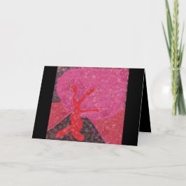 Cartão De Festividades Árvore vermelha dançante com brilho Tu B'Shvat ט ״