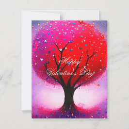 Cartão De Festividades Árvore vermelha e valentine de corações