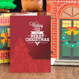 Cartão De Festividades Árvore Vermelha Moderna de Natal