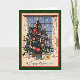 Cartão De Festividades Árvore/Vintagem de Natal Velhice