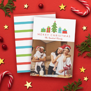Cartão De Festividades Árvore Whimsical e presentes Feliz Foto de Natal