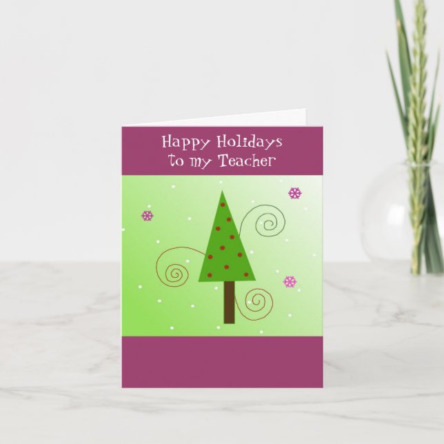 Cartão De Festividades Árvore Whimsical para o meu professor (Frente)