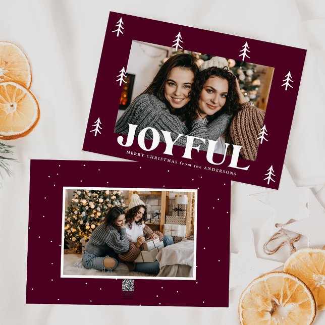 Cartão De Festividades Árvores Alegres Merlot 2 Fotos (Criador carregado)