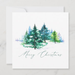 Cartão De Festividades Árvores aquarela