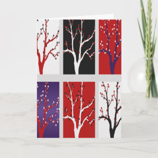 Cartão De Festividades Árvores Artísticas de Inverno Flocos de Neve Desig