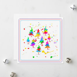 Cartão De Festividades Árvores Coloridas