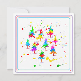 Cartão De Festividades Árvores Coloridas