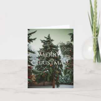 Cartão De Festividades Árvores de abeto festivas decoradas com guirlandas