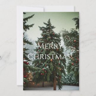 Cartão De Festividades Árvores de abeto festivas decoradas com guirlandas
