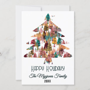 Cartão De Festividades Árvores de Cores Minimalistas Retro Personalizadas