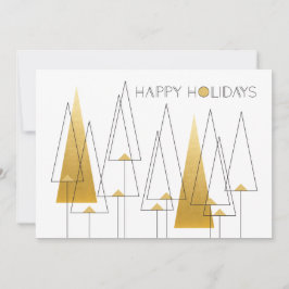 Cartão De Festividades Árvores de Férias Deco de Arte Dourada