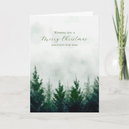 Cartão De Festividades Árvores de Floresta de Aquarela de Natal