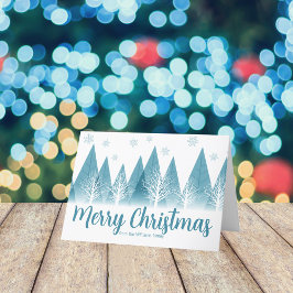 Cartão De Festividades Árvores de Inverno Elegantes Natal Feliz Azul Pers