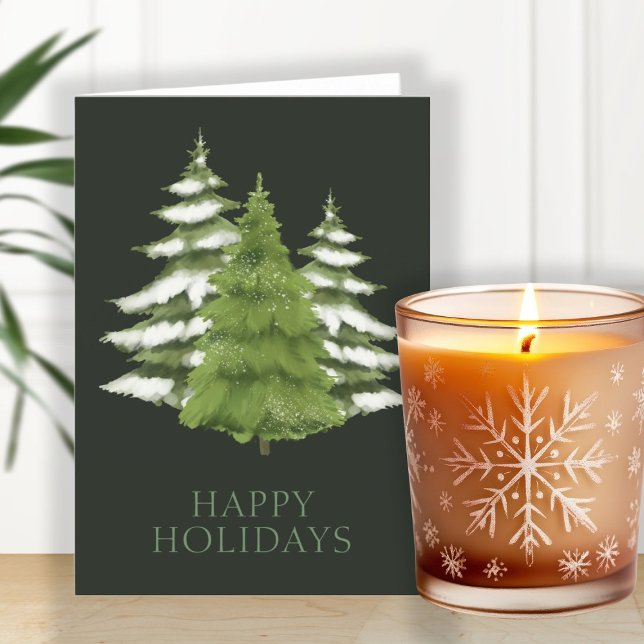 Cartão De Festividades Árvores de Madeira Consideradas como Natal Persona (Woodland Trees Themed Christmas Personalized Holiday Card by Ricaso. Elegant card for everyone)