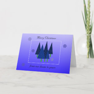 Cartão De Festividades Árvores de Natal Azul Caprichosas