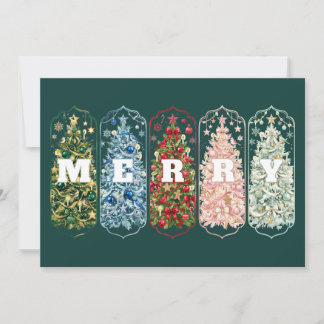 Cartão De Festividades Árvores de Natal Coloridas Foto Alegre