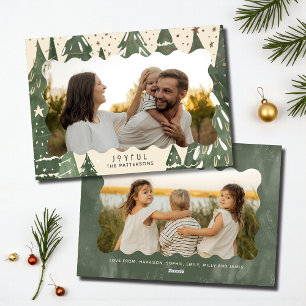 Cartão De Festividades Árvores de Natal da Família Foto 2 Alegres
