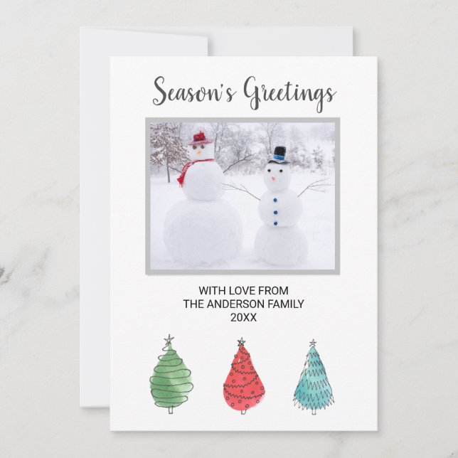 Cartão De Festividades Árvores de Natal de Foto da Família (Frente)