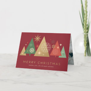 Cartão De Festividades Árvores de Natal Douradas - Elegantes Desejos Fest
