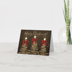 Cartão De Festividades Árvores de Natal Elegantes de Férias em Dourado Cu