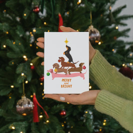 Cartão De Festividades Árvores de Natal em Pirâmide Dachshund - Ornamento