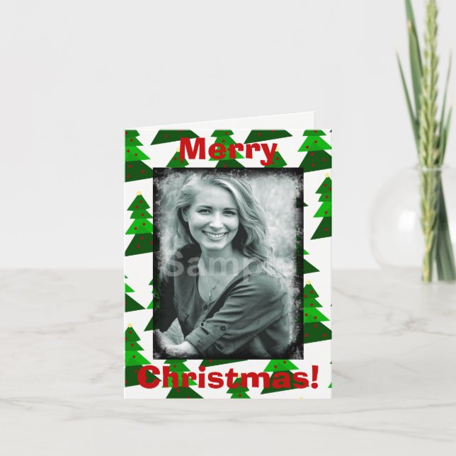 Cartão De Festividades Árvores de Natal Feliz Adicione Sua Foto (Frente)