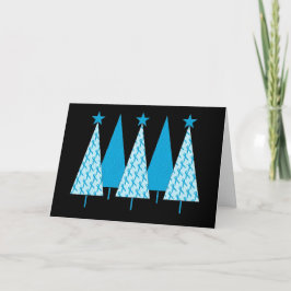 Cartão De Festividades Árvores de Natal Fita Azul Claro
