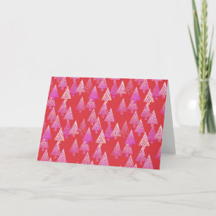 Cartão De Festividades Árvores de Natal, flores, modernas, cor-de-rosa,