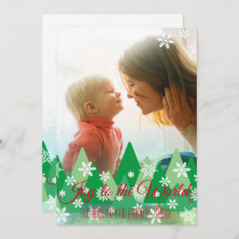 Cartão De Festividades Árvores de Natal Foto Árvores Flocos de Neve Alegr