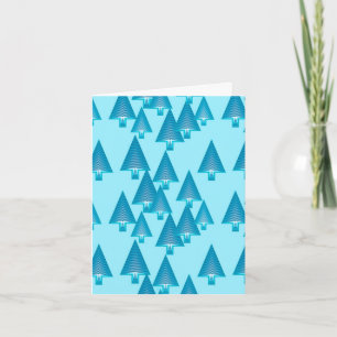 Cartão De Festividades Árvores de Natal metálicas modernas - azul-céu
