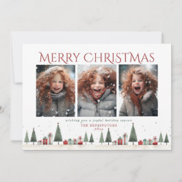 Cartão De Festividades Árvores de Natal minimalistas dão fotos de feriado