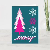 Árvores de Natal Pink Retro Flocos de Neve Alegres