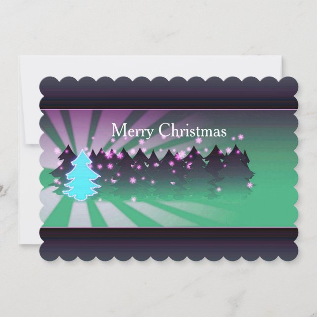 Cartão De Festividades Árvores de Natal - Sombras de Placa Plana Verde (Frente)