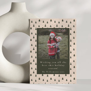 Cartão De Festividades Árvores de Natal Verdes Russas Duas Verticais Foto